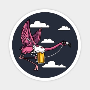 Flamingo Bird Beer Drinking Party Magnet